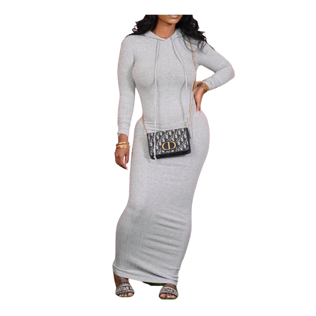 Down To My Ankles Dress- Gray